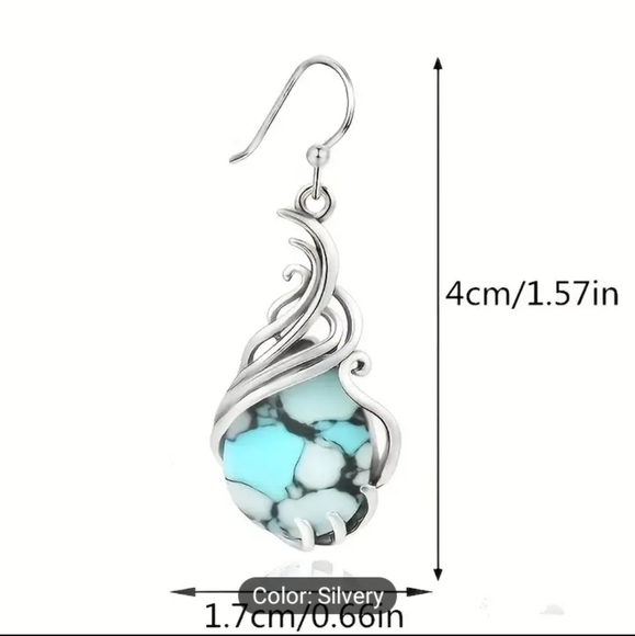 Turquoise Dangle Earrings - Picture 4 of 5